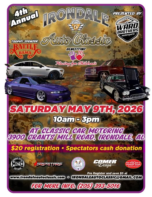 Irondale Auto Classic event at Classic Car Motoring in Irondale, AL on May 9, 2026