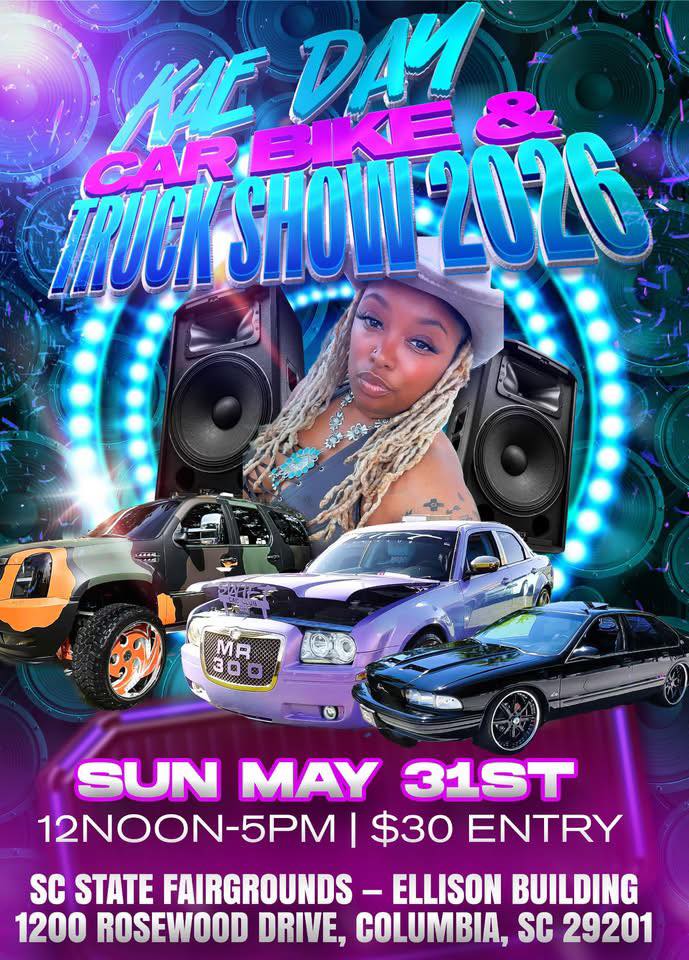 Kae Day Car Bike & Truck Show 2026 event at SC State Fairgrounds – Ellison Building in Columbia, SC on May 31, 2026