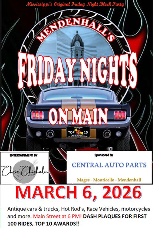 Mendenhall's Friday Nights On Main event at Main Street in Mendenhall, MS on March 6, 2026