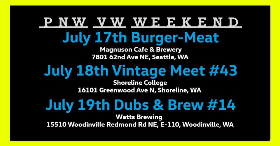 PNW VW Weekend Vintage Volkswagen Meet Show & Swap  #43 event at 400 Broad St in Seattle, WA on July 17, 2026