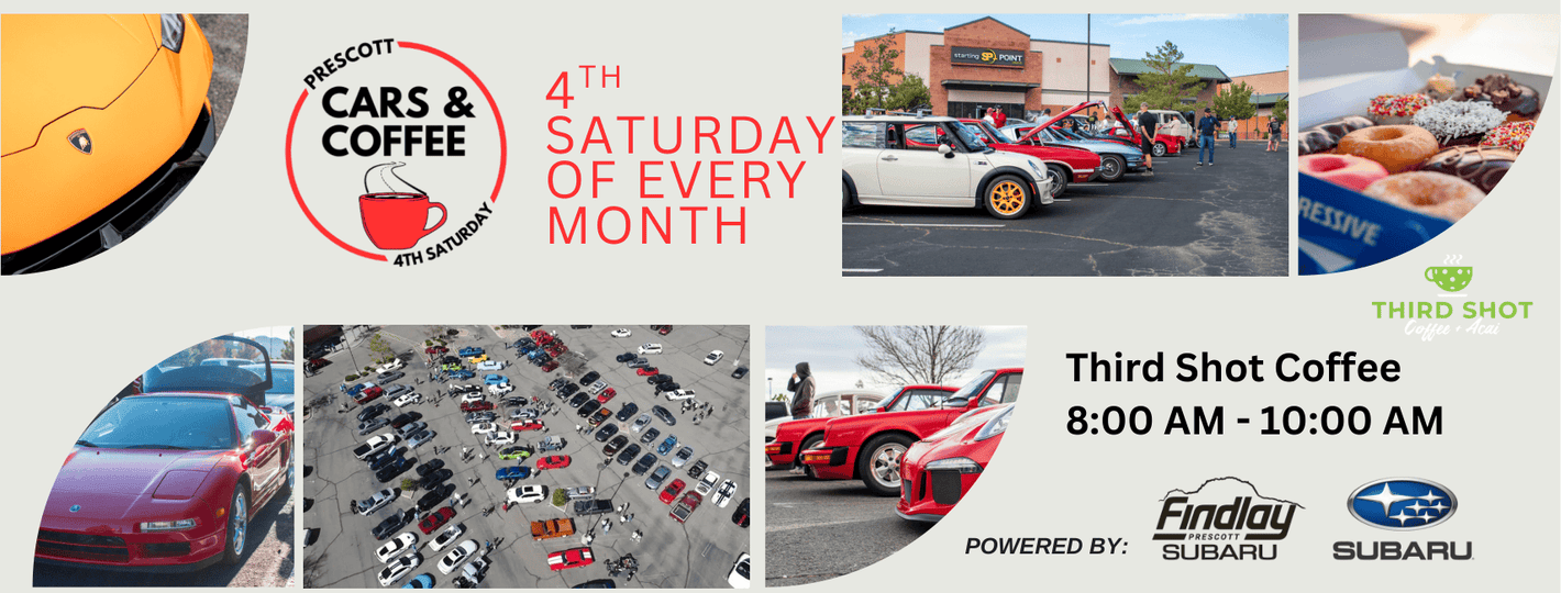 Prescott Cars & Coffee event at Third Shot Coffee in Prescott, AZ on February 28, 2026