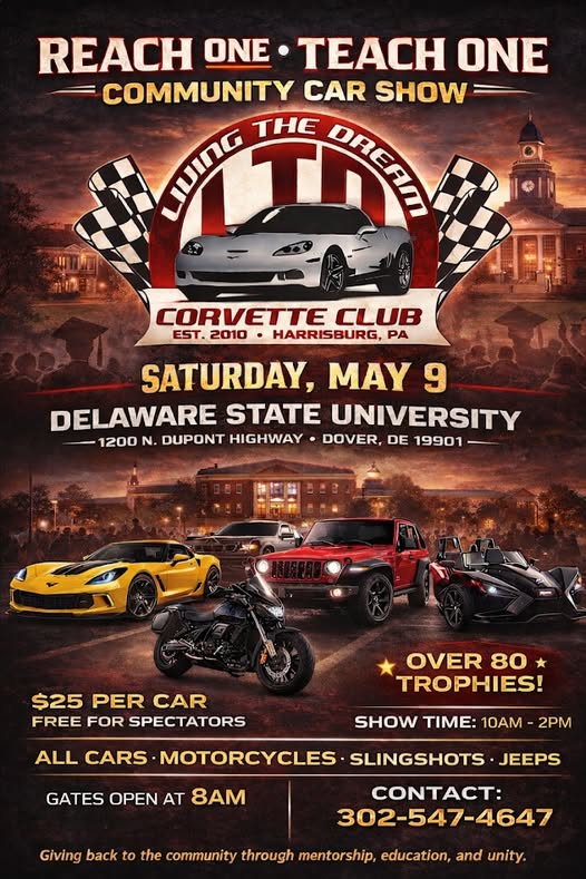 Reach One Teach One Community Car Show event at Delaware State University in Dover, DE on May 9, 2026