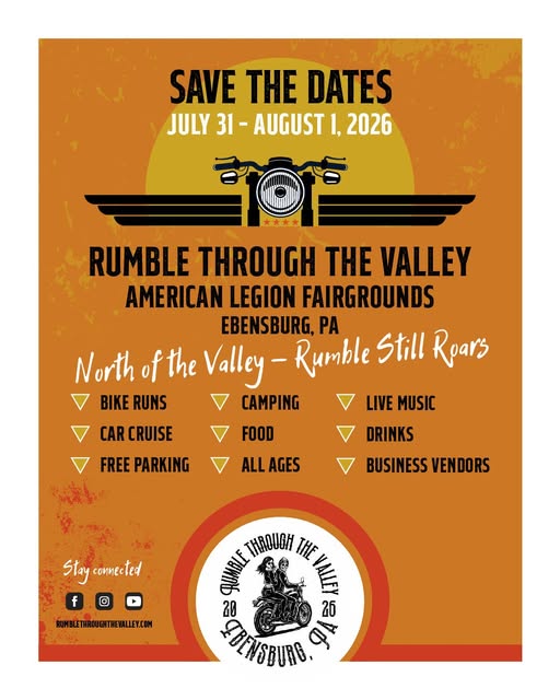 Rumble Through The Valley event at American Legion Fairgrounds in Ebensburg, PA on July 31, 2026