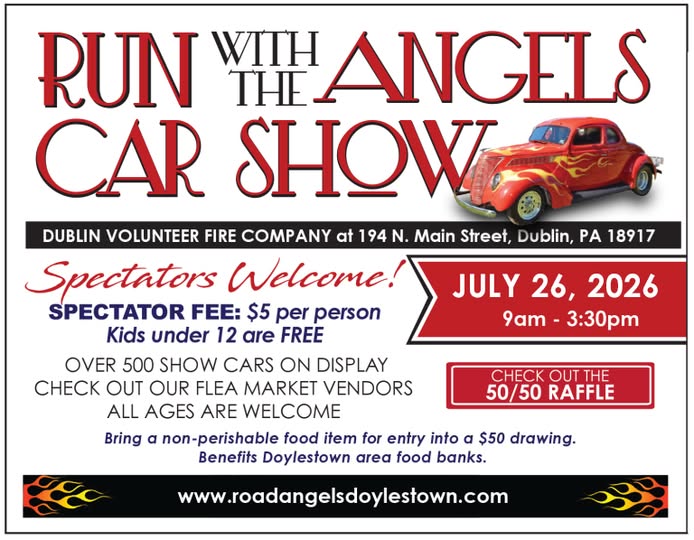 Run With The Angels Car Show event at Dublin Volunteer Fire Company in Dublin, PA on July 26, 2026