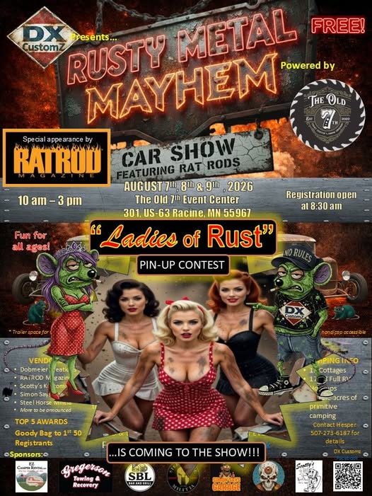 Rusty Metal Mayhem event at The Old 7th Event Center in Racine, MN on August 7, 2026