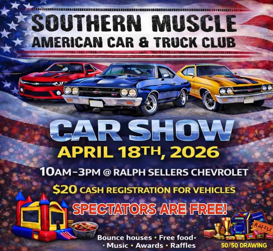Southern Muscle Car Show event at 15015 Florida Blvd in Baton Rouge, LA on April 18, 2026
