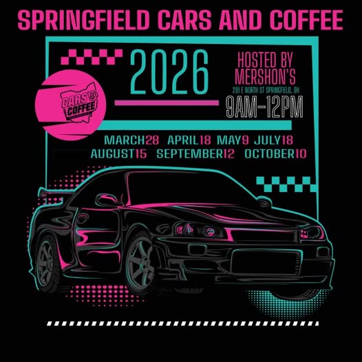 Springfield Cars and Coffee event at Mershon's in Springfield, OH on March 28, 2026