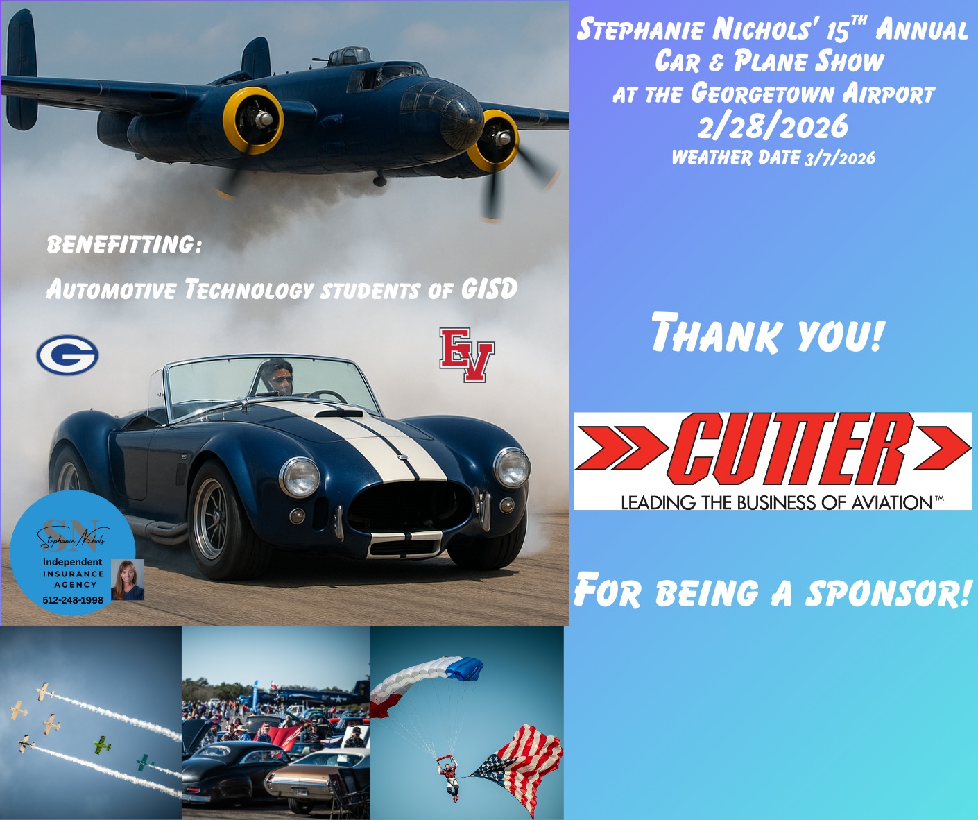 Stephanie Nichols' 15th Annual Car & Plane Show event at Georgetown Airport in Georgetown, TX on February 28, 2026