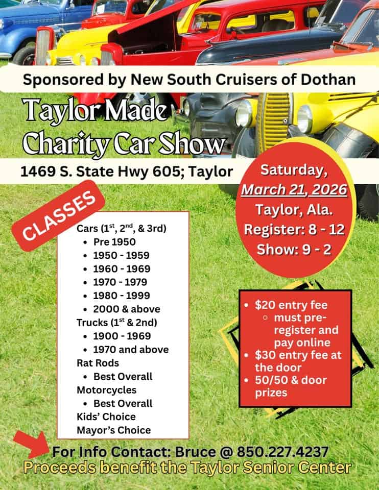 TaylorMade Charity Car Show event at 1469 Al-605 in Taylor, AL on March 21, 2026