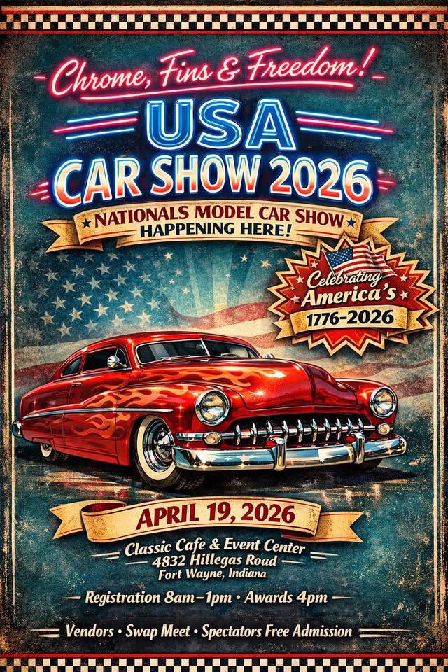 USA Car Show 2026 event at Classic Cafe & Event Center in Fort Wayne, IN on April 19, 2026