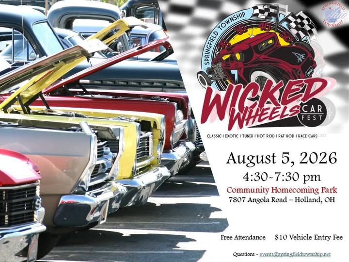 Wicked Wheels Car Fest event at Community Homecoming Park in Holland, OH on August 5, 2026
