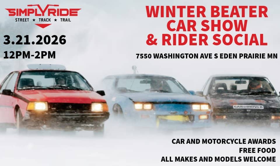 Winter Beater Car Show & Rider Social event at 7502 Washington Ave S in Eden Prairie, MN on March 21, 2026