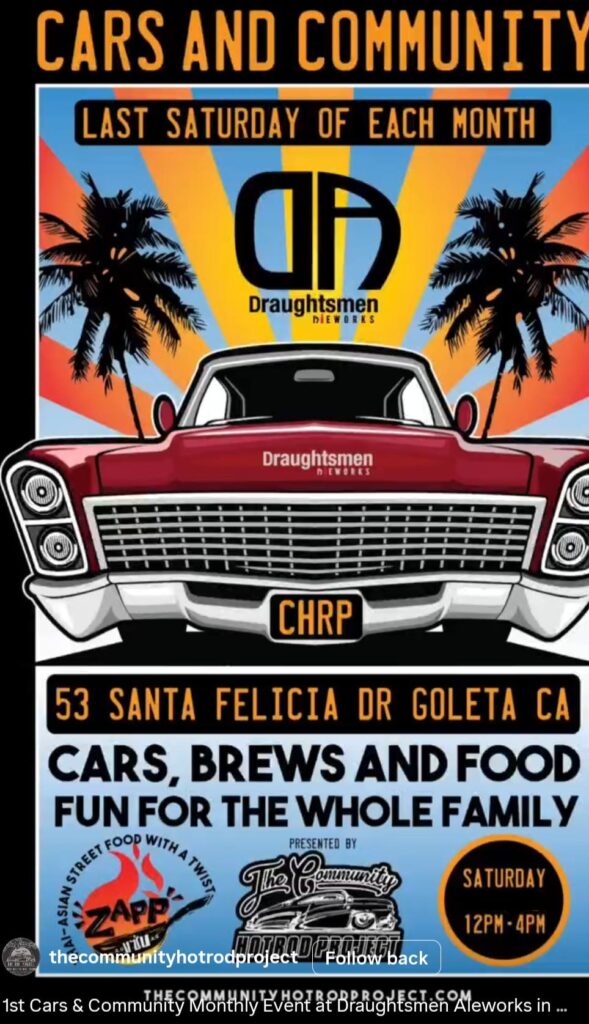 1st Cars & Community Monthly Event event at Draughtsmen Aleworks in Goleta, CA on March 28, 2026