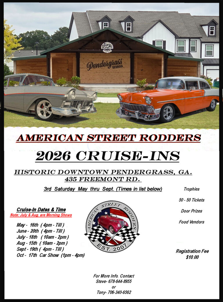 American Street Rodders Cruise-Ins car show in Pendergrass, GA