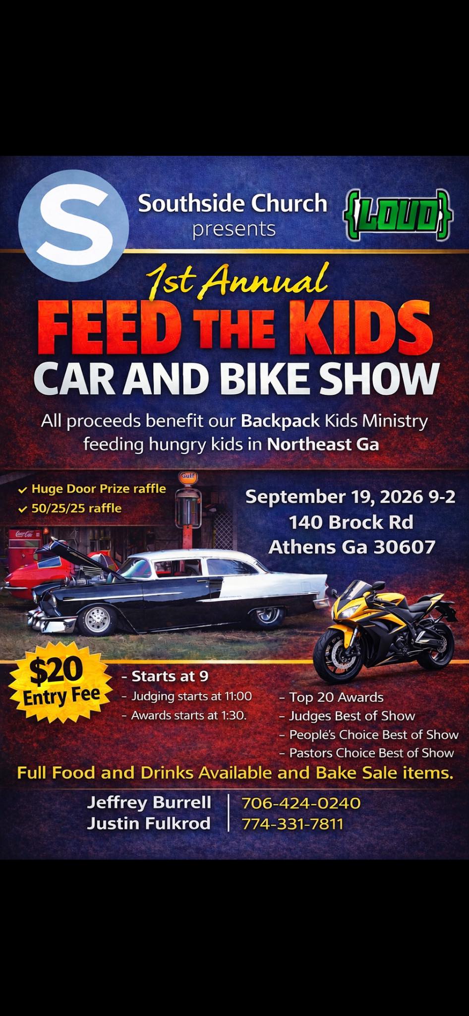 1st Annual Feed The Kids Car And Bike Show event at 140 Brock Rd in Athens, GA on September 19, 2026