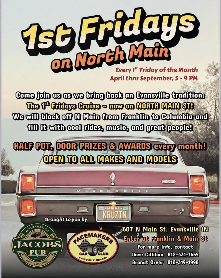 1st Fridays On North Main event at Jacobs Pub in Evansville, IN on April 1, 2026