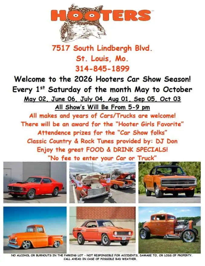 2026 St Louis Hooters Car Show Season St Louis MO 2026 Hooters Car Show Season MO 2026 05 02 