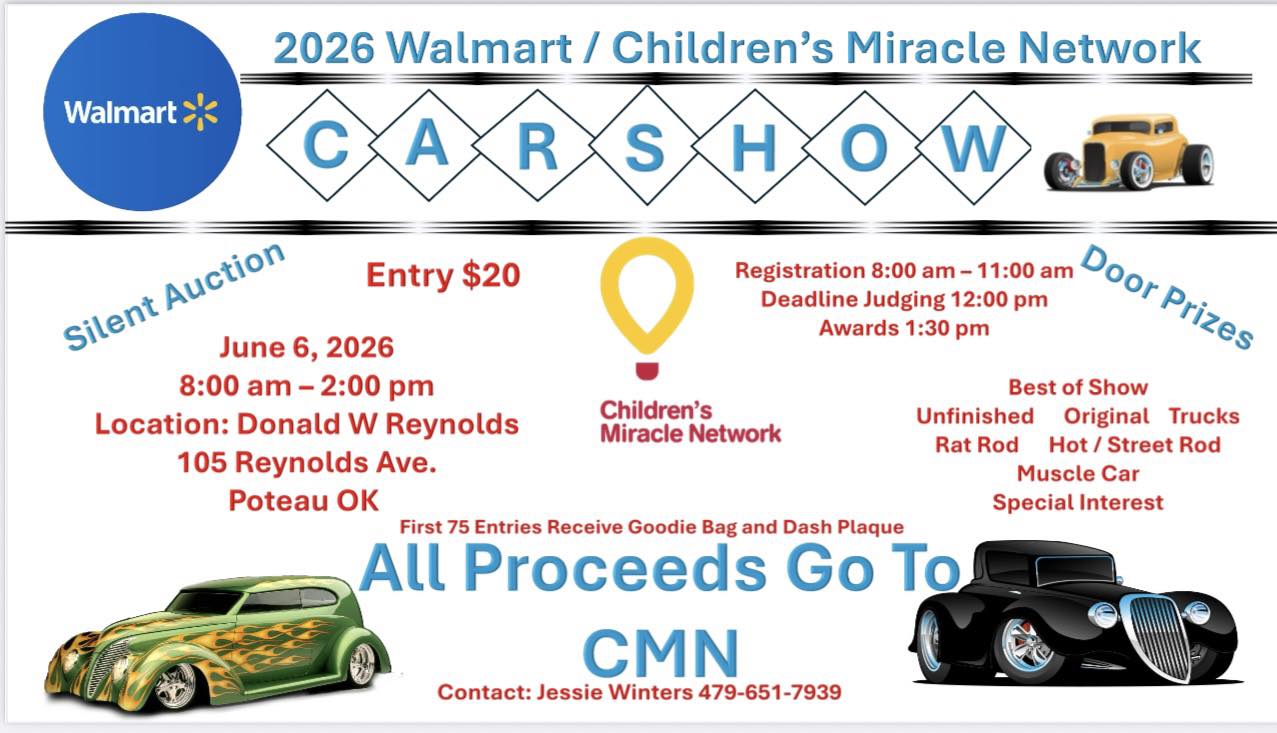 2026 Walmart / Children's Miracle Network Car Show event at Donald W Reynolds in Poteau, OK on June 6, 2026