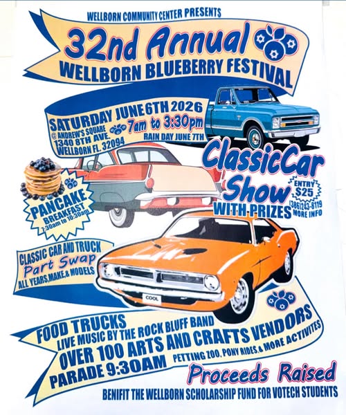 32nd Annual Wellborn Blueberry Festival event at St. Andrew's Church in Wellborn, FL on June 6, 2026