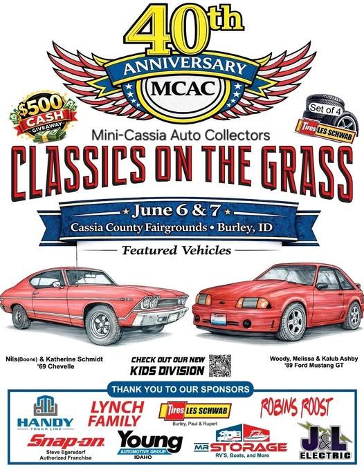 40th Anniversary MCAC Classics On The Grass event at Cassia County Fairgrounds in Burley, ID on June 6, 2026