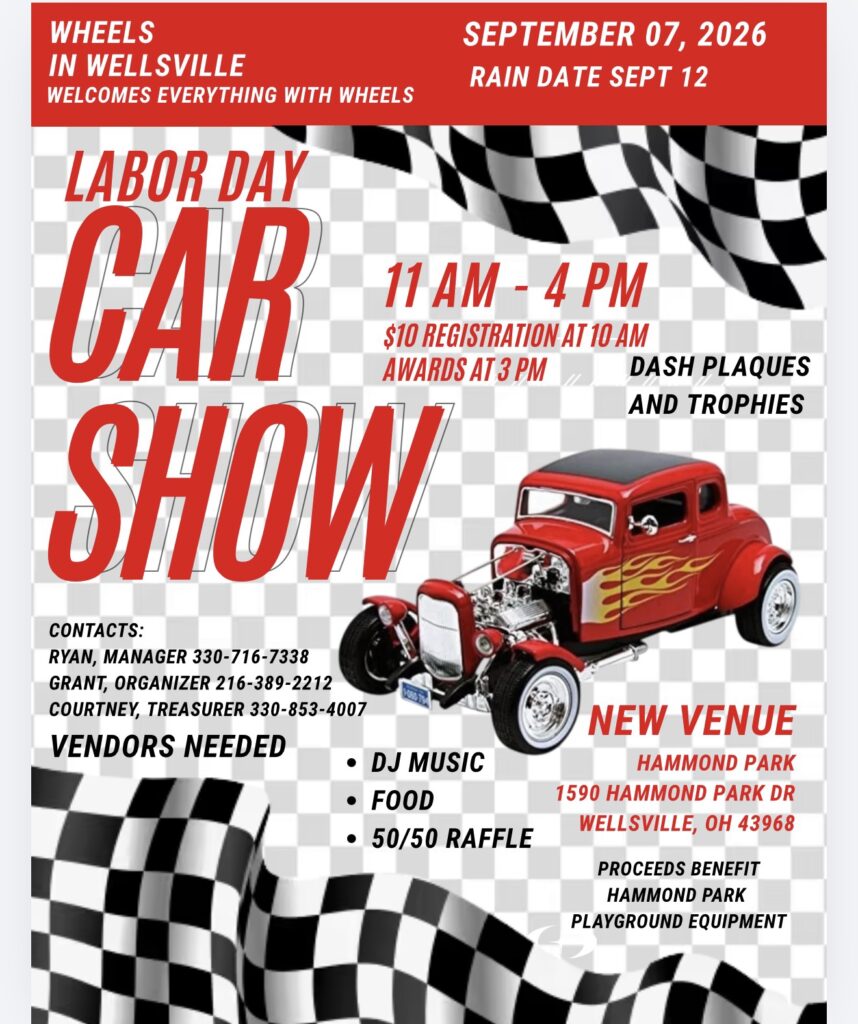 Labor Day Car Show event at Hammond Park in Wellsville, OH on September 7, 2026