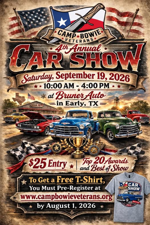 4th Annual Car Show event at Bruner Auto in Early, TX on September 19, 2026