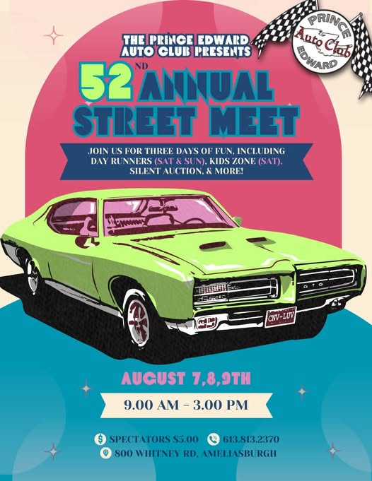 52nd Annual Street Meet event at 800 Whitney Rd in Ameliasburgh, BC on August 7, 2026