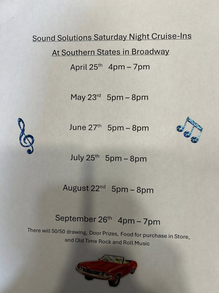 Sound Solutions Saturday Night Cruise-Ins event at Southern States in Broadway, VA on April 25, 2026