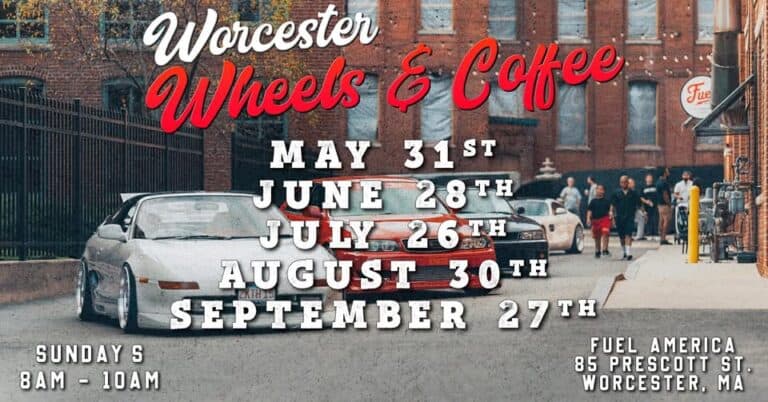 Worcester Wheels and Coffee car show in Worcester, MA