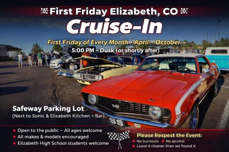 First Friday Elizabeth Cruise-in car show in Elizabeth, CO