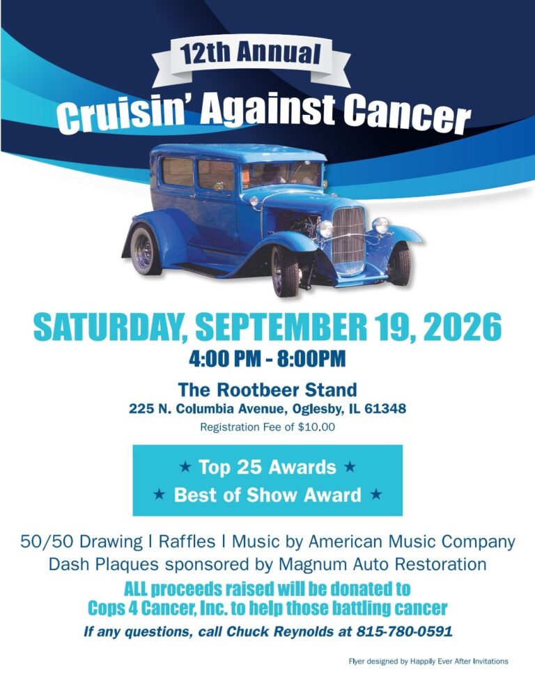 12th Annual Cruisin’ Against Cancer car show in Oglesby, IL