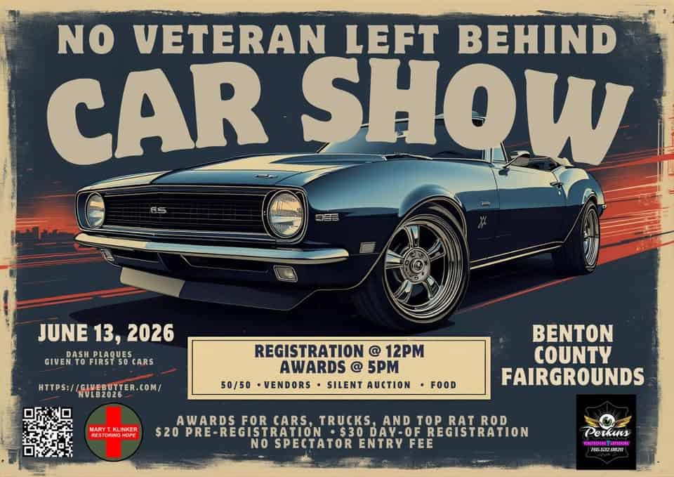 6th Annual MTK No Veteran Left Behind Car Show event at 2743 W County Road 600 S in Bentonville, AR on June 13, 2026