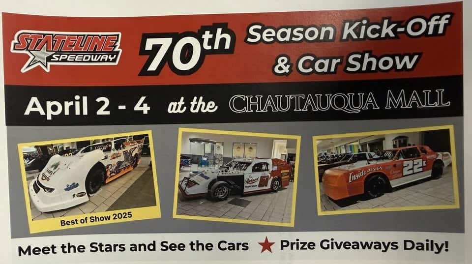 70th Season Kick-Off & Car Show event at Chautauqua Mall in Lakewood, NY on April 2, 2026