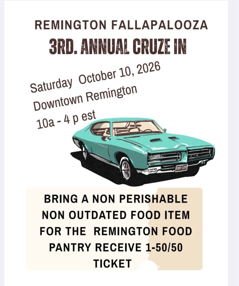 Remington Fallapalooza 3rd Annual Cruze In car show in Remington, IN