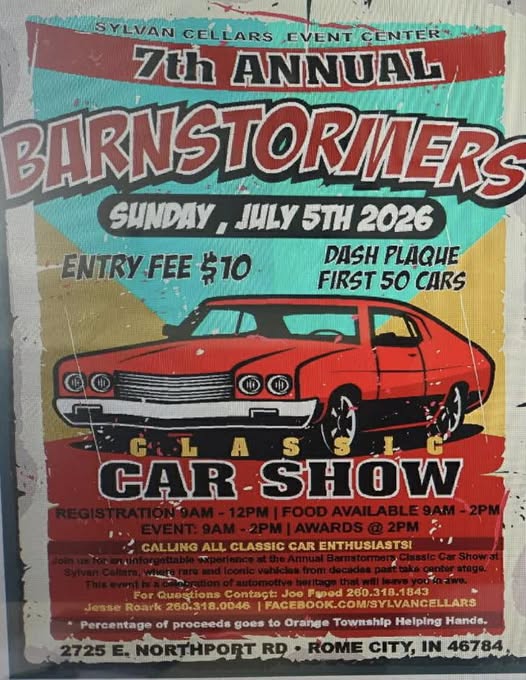 7th Annual Barnstormers event at Sylvan Cellars Event Center in Rome City, IN on July 5, 2026