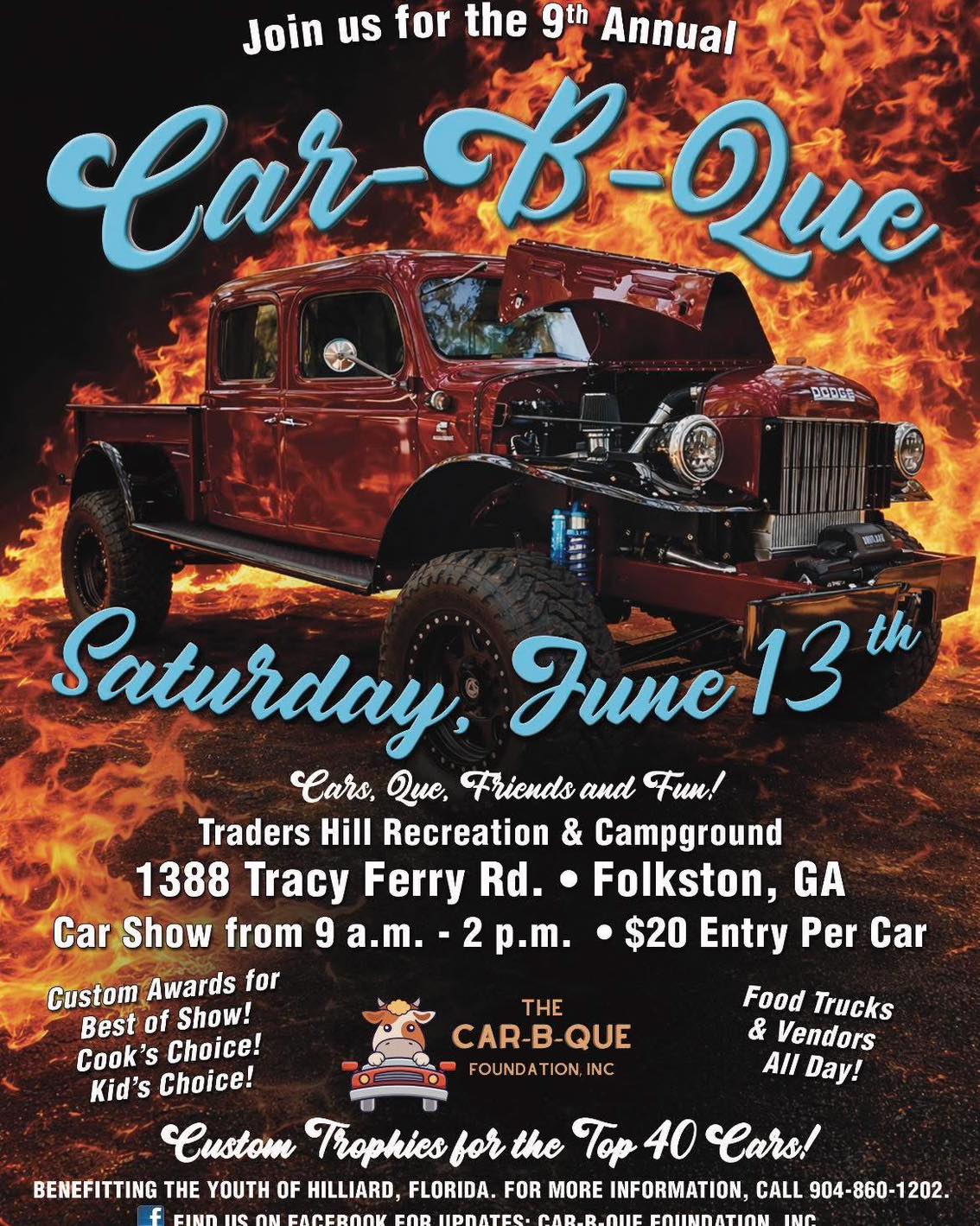 9th Annual Car-B-Que event at Traders Hill Recreation & Campground in Folkston, GA on June 13, 2026