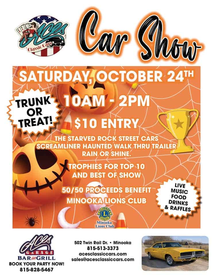Aces Car Show event at 502 Twin Rail Drive in Minooka, IL on October 24, 2026