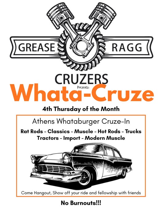 Athens Whataburger Cruze-In event at Athens Whataburger in Athens, AL on March 26, 2026