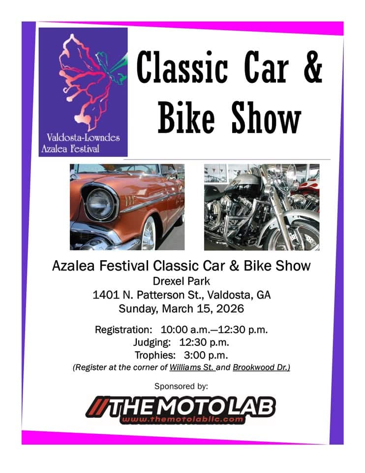 Azalea Festival Classic Car & Bike Show event at 1401 N Patterson St in Valdosta, GA on March 15, 2026