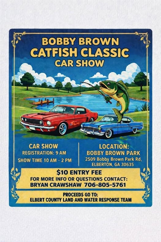 Bobby Brown Catfish Classic Car Show event at Bobby Brown Park in Elberton, GA on May 8, 2026