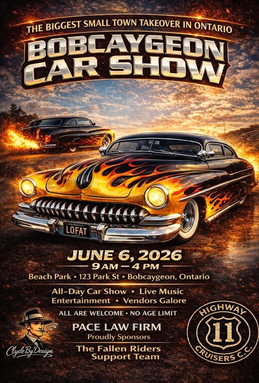 Bobcaygeon Car Show event at Beach Park in Bobcaygeon, ON on June 6, 2026