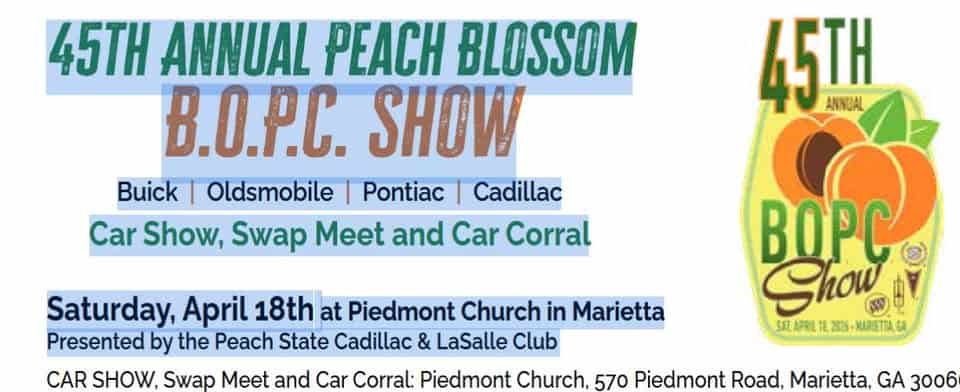 BOPC Car Show event at 570 Piedmont Rd Ne in Marietta, GA on April 18, 2026