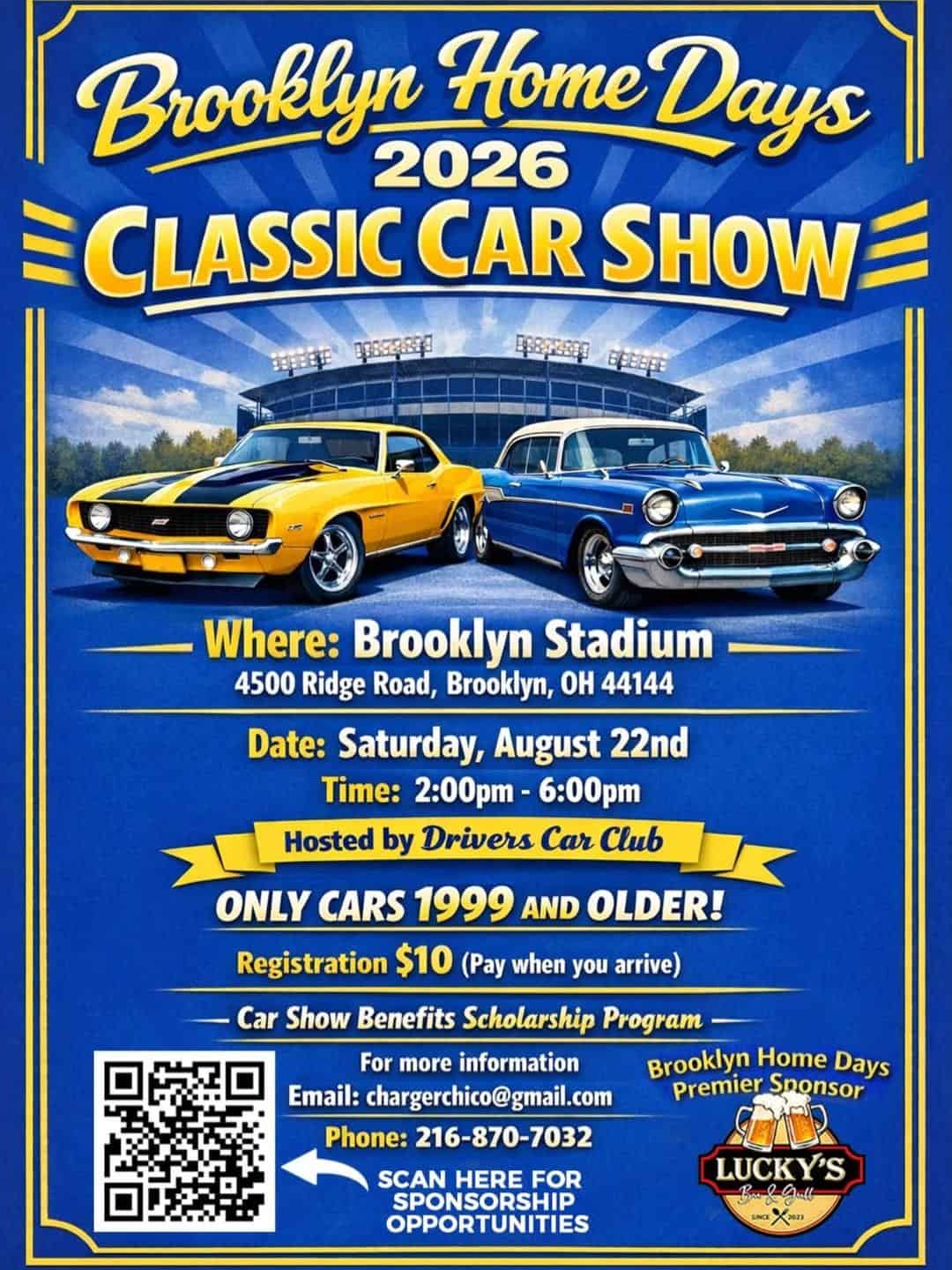 Brooklyn Home Days Classic Car Show 2026  event at Brooklyn Stadium in Brooklyn, OH on August 22, 2026