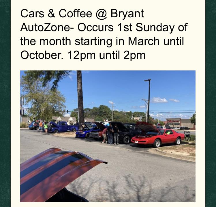 Cars & Coffee event at Bryant AutoZone in Bryant, AR on April 5, 2026