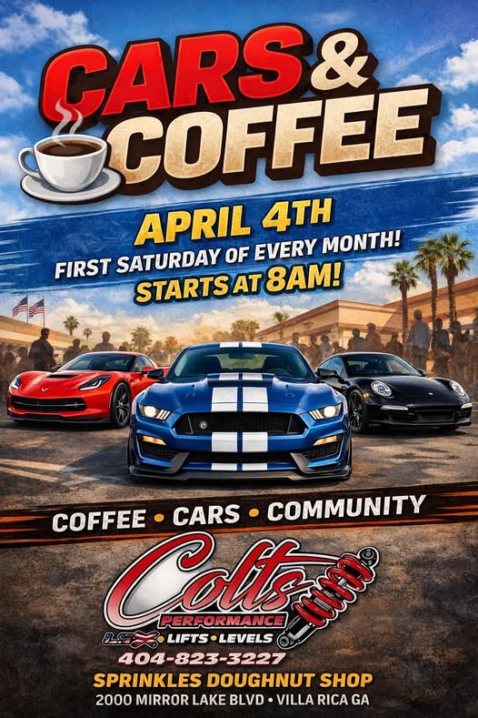 Cars & Coffee event at Sprinkles Doughnut Shop in Villa Rica, GA on April 4, 2026