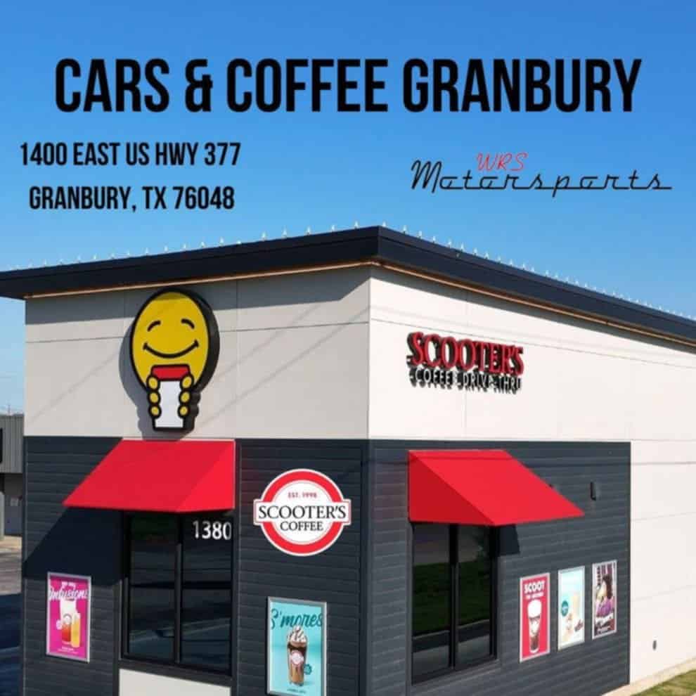 Cars & Coffee Granbury event at Scooter's Coffee in Granbury, TX on March 20, 2026