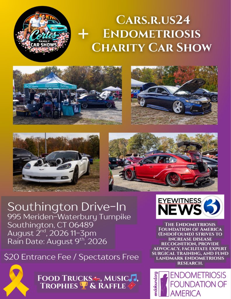Cars.R.Us24 Endometriosis Charity Car Show event at Southington Drive-In in Southington, CT on August 2, 2026