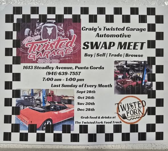 Craig's Twisted Garage Swap Meet event at Craig's Twisted Garage in Punta Gorda, FL on September 28, 2026
