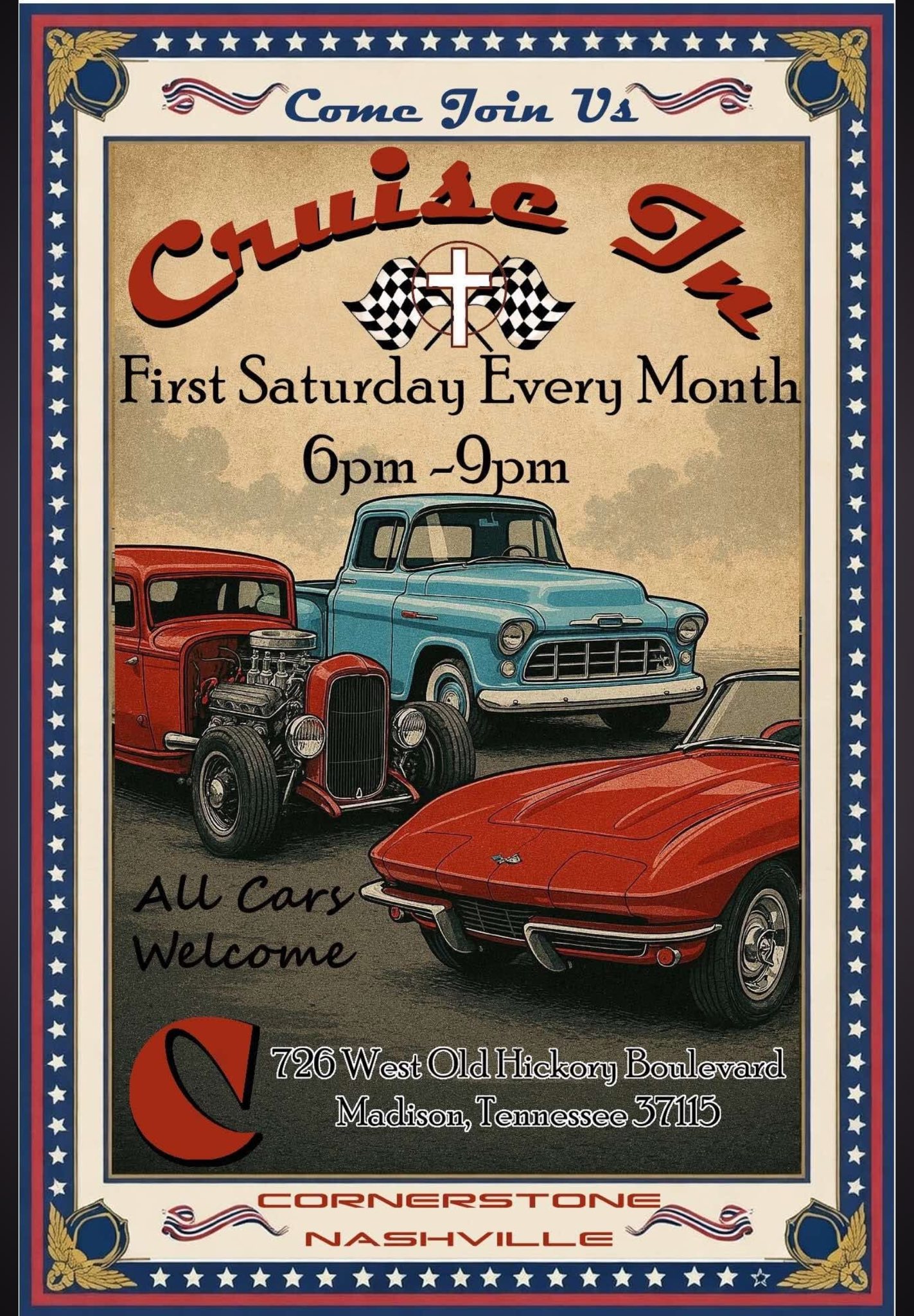 Cruise In event at Cornerstone in Madison, TN on April 4, 2026