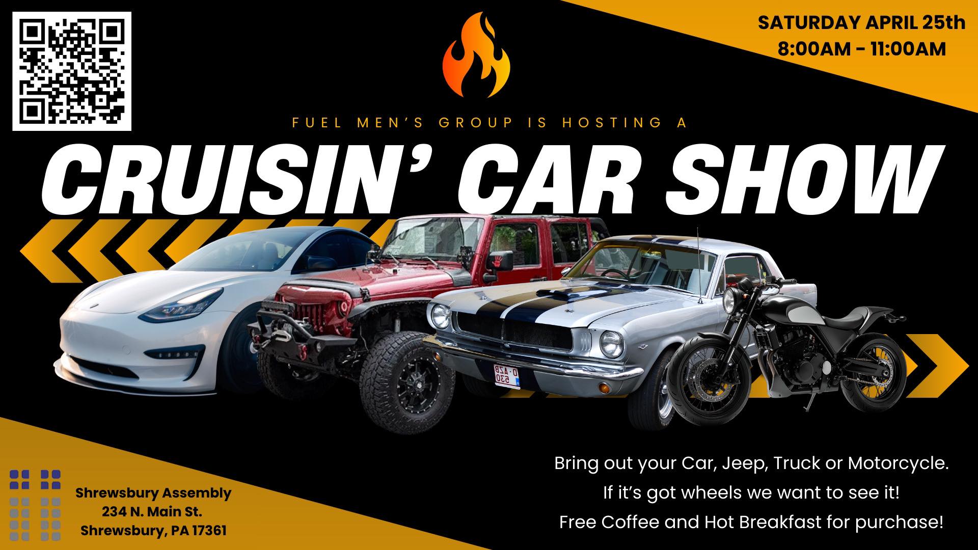 Cruisin' Car Show event at Shrewsbury Assembly in Shrewsbury, PA on April 25, 2026